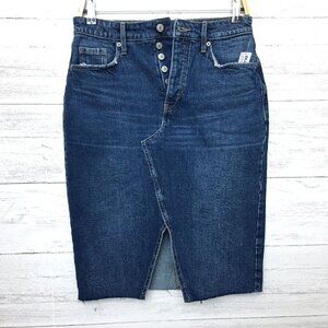 NEW Old Navy Women's Denim Jean Skirt Distressed Button Fly Frayed Hem size 4